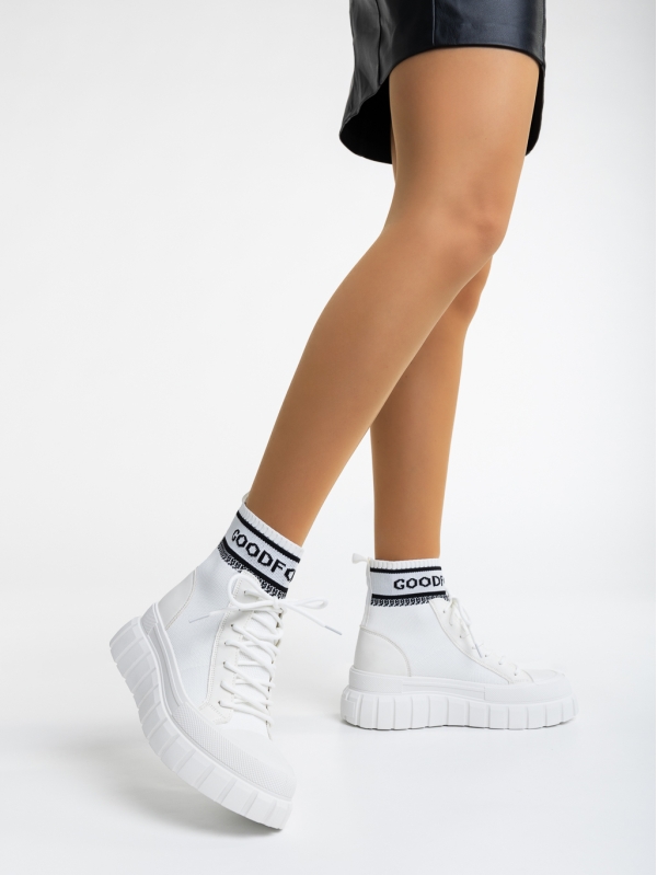 Дамски  спортни обувки бели от текстилен  материал Princell, 2 - Kalapod.bg