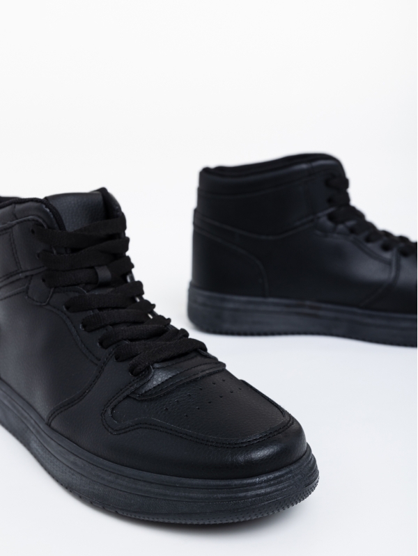 Мъжки спортни обувки черни от еко кожа Emanoil, 4 - Kalapod.bg
