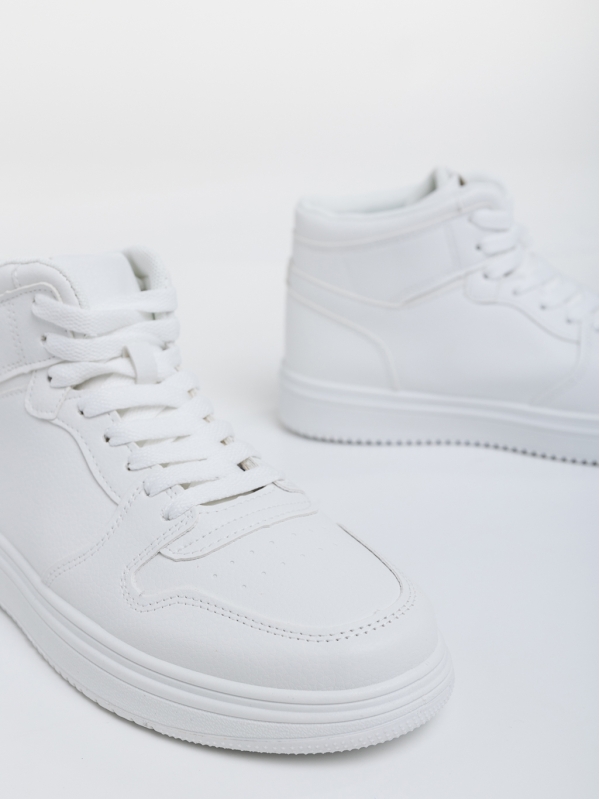 Мъжки спортни обувки бели от еко кожа Emanoil, 4 - Kalapod.bg