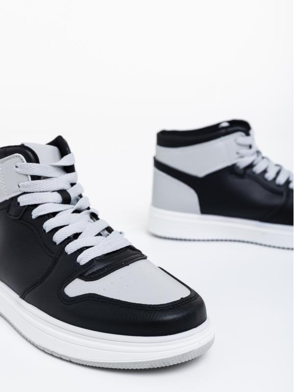 Мъжки спортни обувки черни с сиво от екологична кожа Emanoil, 4 - Kalapod.bg