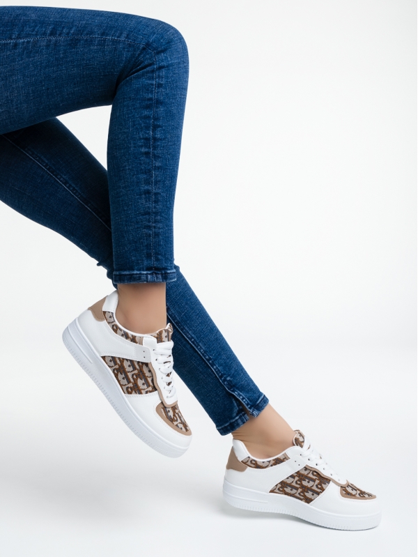 Дамски спортни обувки бели от еко кожа и текстилен материал Edyta, 4 - Kalapod.bg