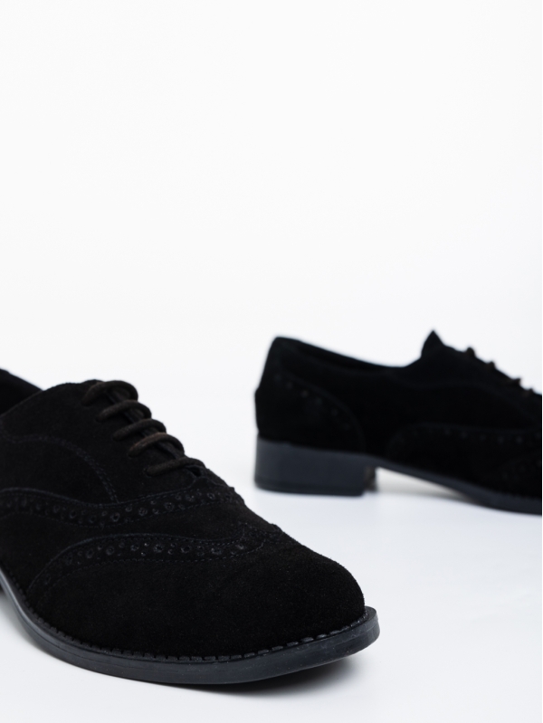 Всекидневни дамски обувки черни от естествена кожа обърната Jasmeen, 4 - Kalapod.bg