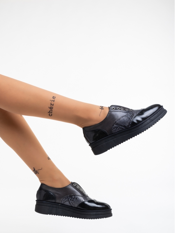 Всекидневни дамски обувки черни от естествена кожа Enriqua, 4 - Kalapod.bg