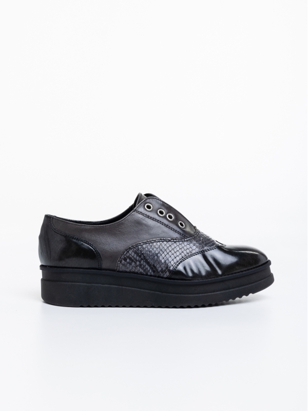 Всекидневни дамски обувки черни от естествена кожа Enriqua, 5 - Kalapod.bg