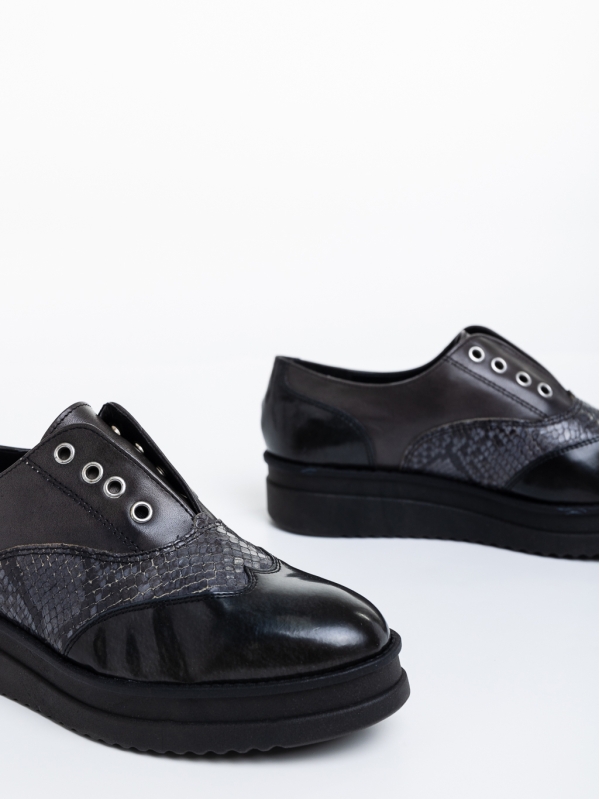Всекидневни дамски обувки черни от естествена кожа Enriqua, 6 - Kalapod.bg