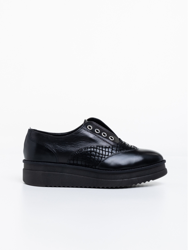 Всекидневни дамски обувки черни от естествена кожа Reilly, 3 - Kalapod.bg