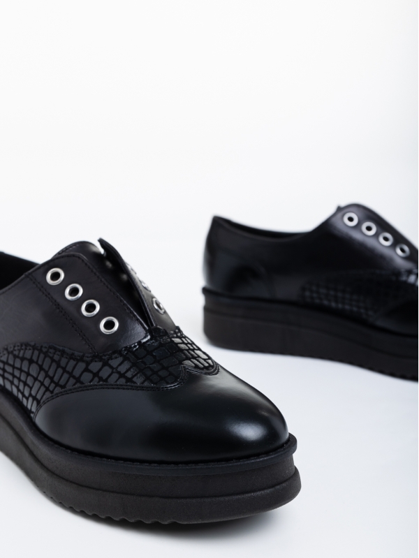 Всекидневни дамски обувки черни от естествена кожа Reilly, 4 - Kalapod.bg