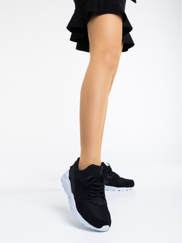 Дамски спортни обувки черни от текстилен  материал Teryl, 2 - Kalapod.bg