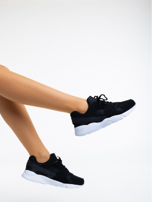 Дамски спортни обувки черни от текстилен  материал Teryl, 3 - Kalapod.bg