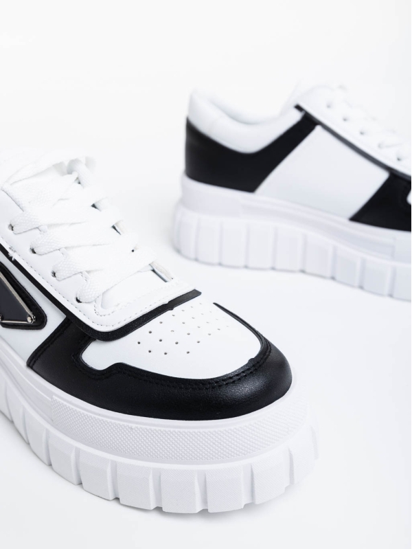 Дамски спортни обувки бели с черно от екологична кожа  Retta, 6 - Kalapod.bg