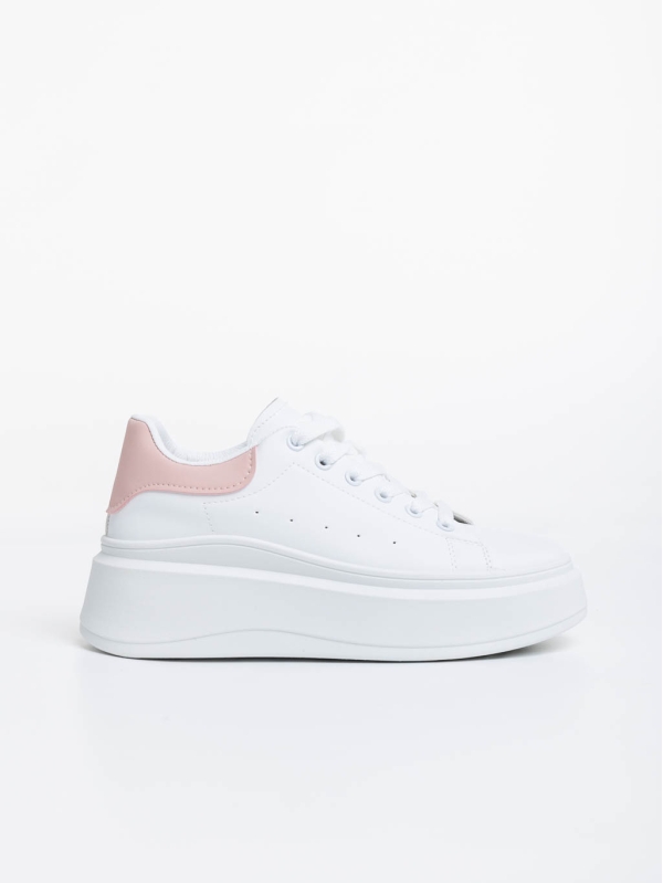Дамски  спортни обувки бели с розово от екологична кожа Aleesha, 5 - Kalapod.bg