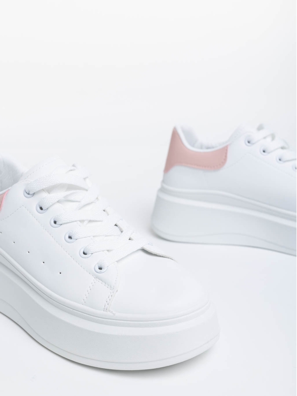 Дамски  спортни обувки бели с розово от екологична кожа Aleesha, 6 - Kalapod.bg