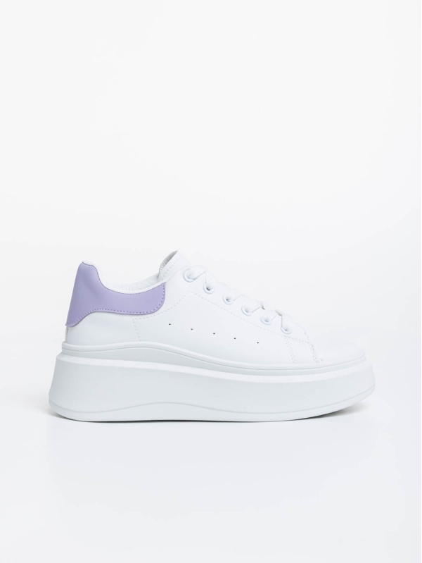 Дамски спортни обувки бели с лилаво от екологична кожа Aleesha, 5 - Kalapod.bg