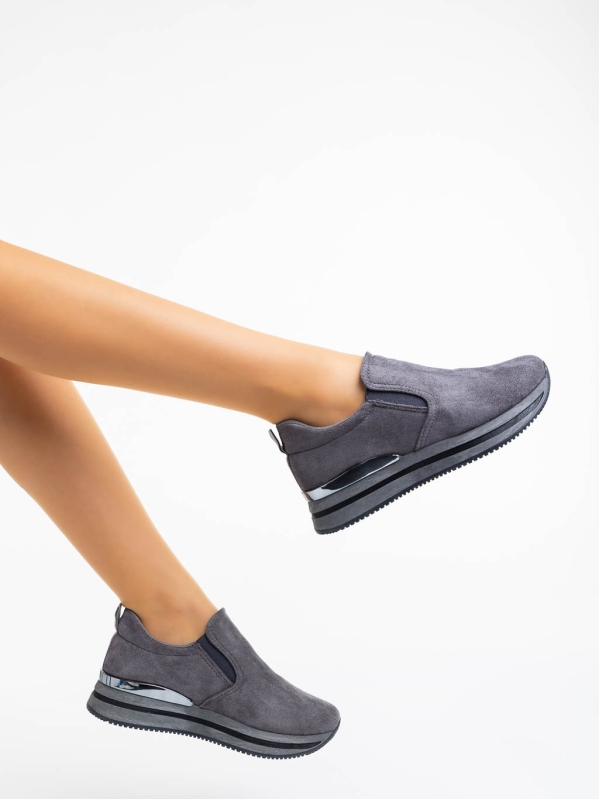 Дамски спортни обувки сиви  от текстилен  материал  Timotha, 4 - Kalapod.bg