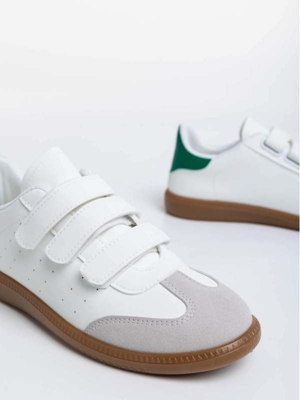 Дамски  спортни обувки бели с зелено от екологична кожа  Raynor, 6 - Kalapod.bg