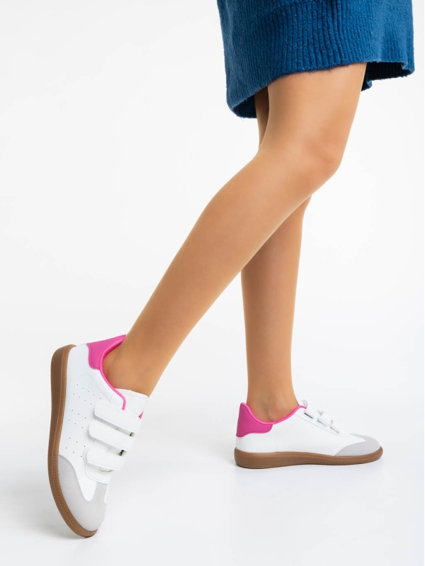 Дамскии спортни обувки бели с  розово от екологична кожа Raynor, 2 - Kalapod.bg