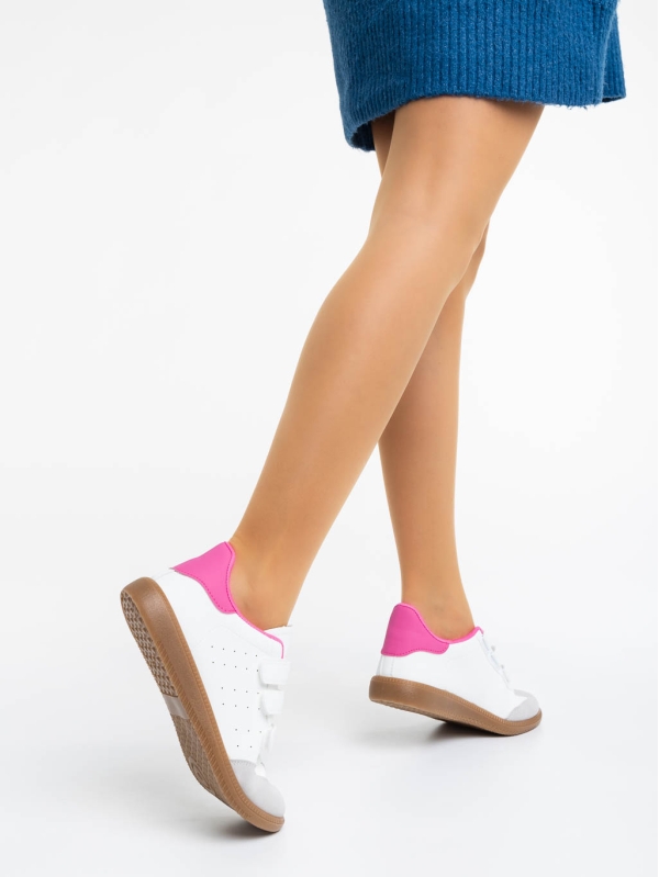 Дамскии спортни обувки бели с  розово от екологична кожа Raynor, 3 - Kalapod.bg