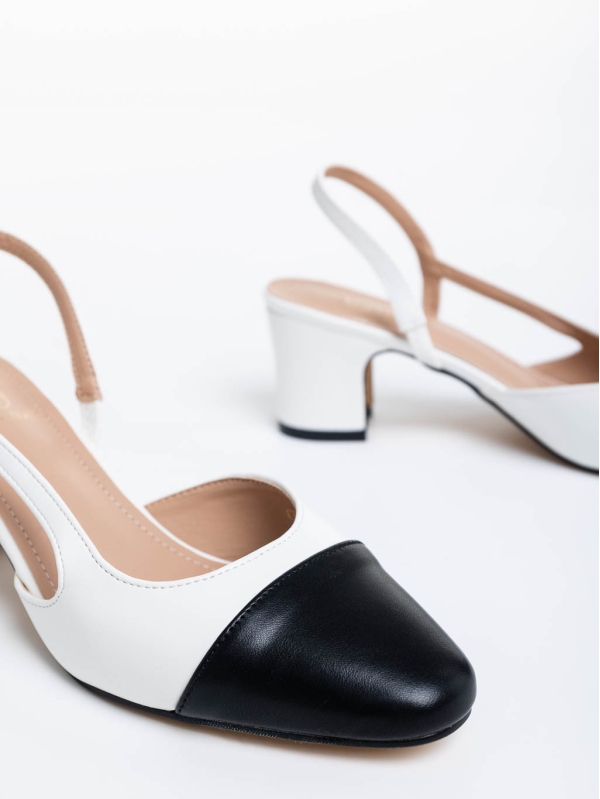 Дамски обувки с ток бели от екологична кожа Verna, 6 - Kalapod.bg