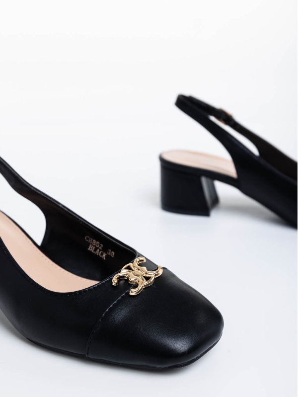 Дамски обувки с ток черни от екологична кожа Citrine, 6 - Kalapod.bg