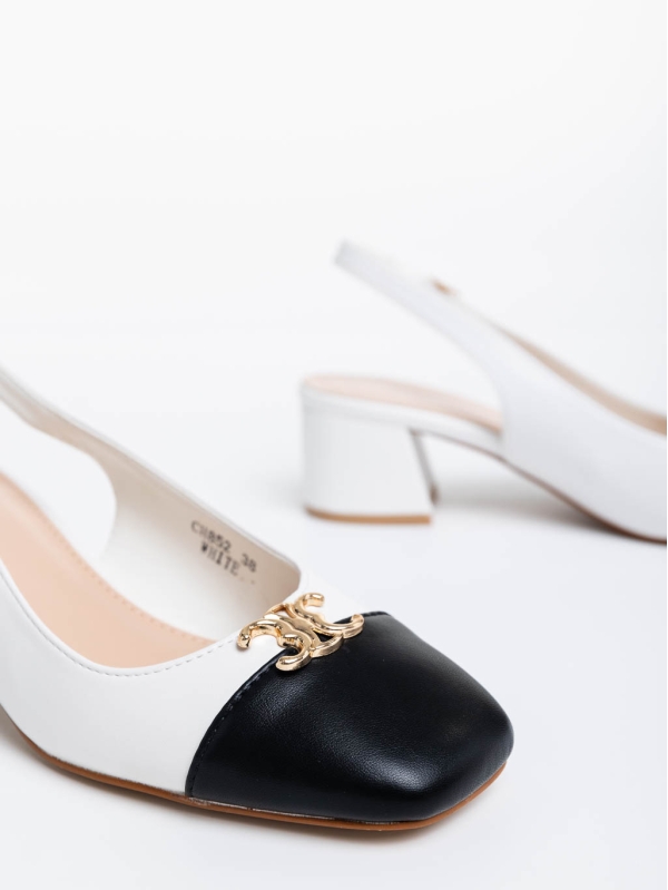 Дамски обувки с ток бели от екологична кожа Citrine, 6 - Kalapod.bg