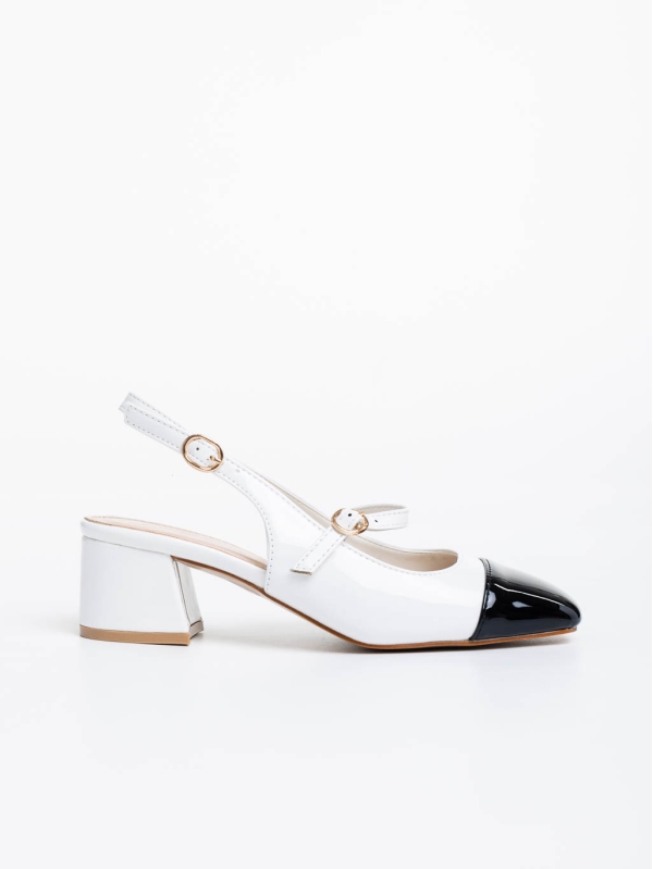 Дамски обувки с ток бели от лакирана екологична кожа Ashlea, 5 - Kalapod.bg