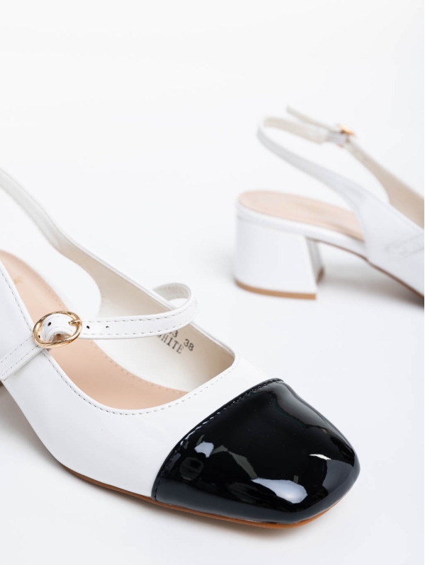 Дамски обувки с ток бели от лакирана екологична кожа Ashlea, 6 - Kalapod.bg
