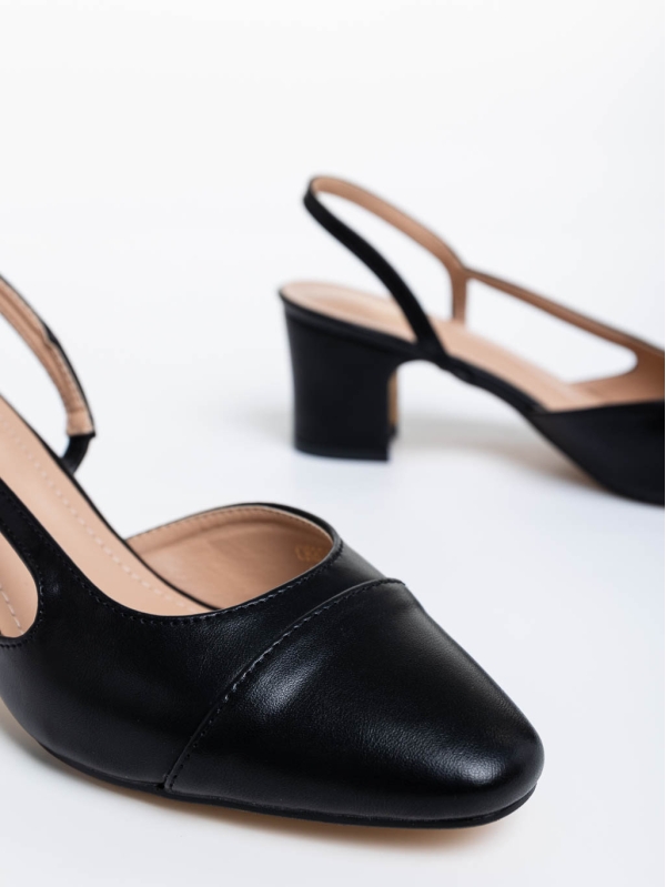 Дамски обувки с ток  черни от екологична кожа Verna, 6 - Kalapod.bg