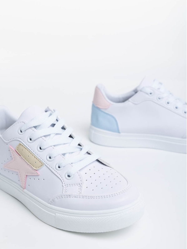 Дамски  спортни обувки бели с розово от екологична кожа Yeva, 6 - Kalapod.bg