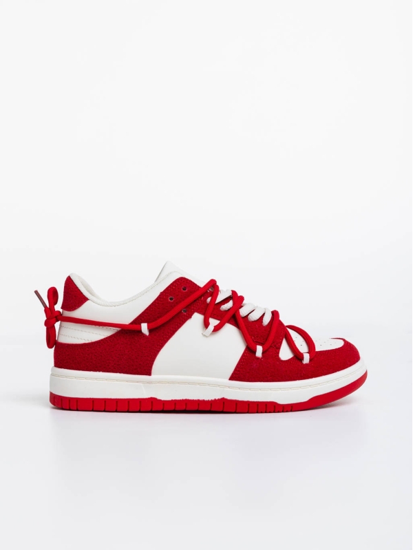 Дамски спортни обувки бели с червено  от екологична кожа Kamella, 6 - Kalapod.bg