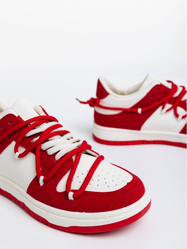 Дамски спортни обувки бели с червено  от екологична кожа Kamella, 7 - Kalapod.bg