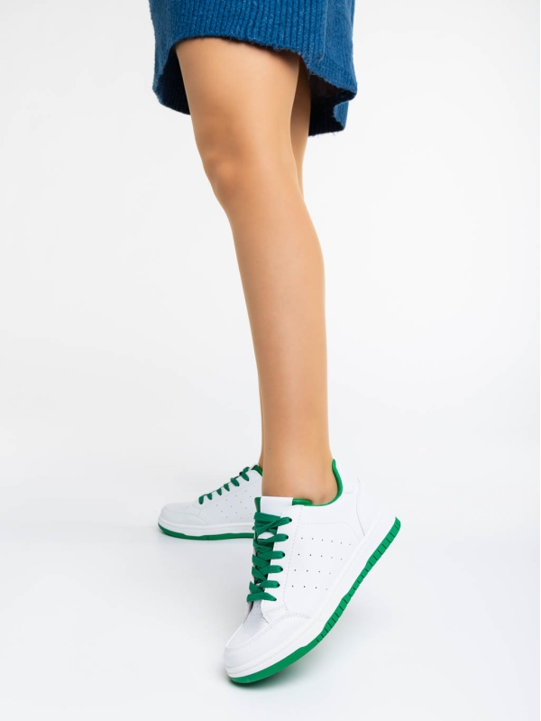 Дамски спортни обувки бяло с зелено от екологична кожа Kiersten, 2 - Kalapod.bg
