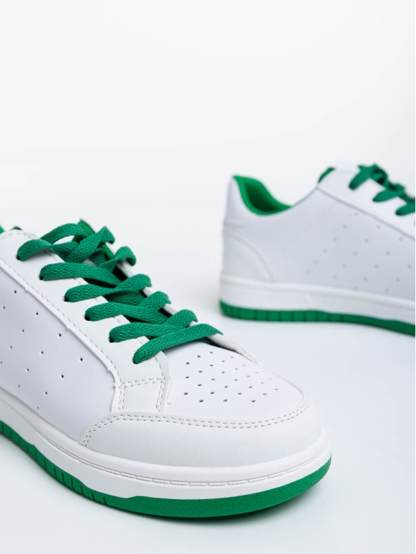 Дамски спортни обувки бяло с зелено от екологична кожа Kiersten, 6 - Kalapod.bg