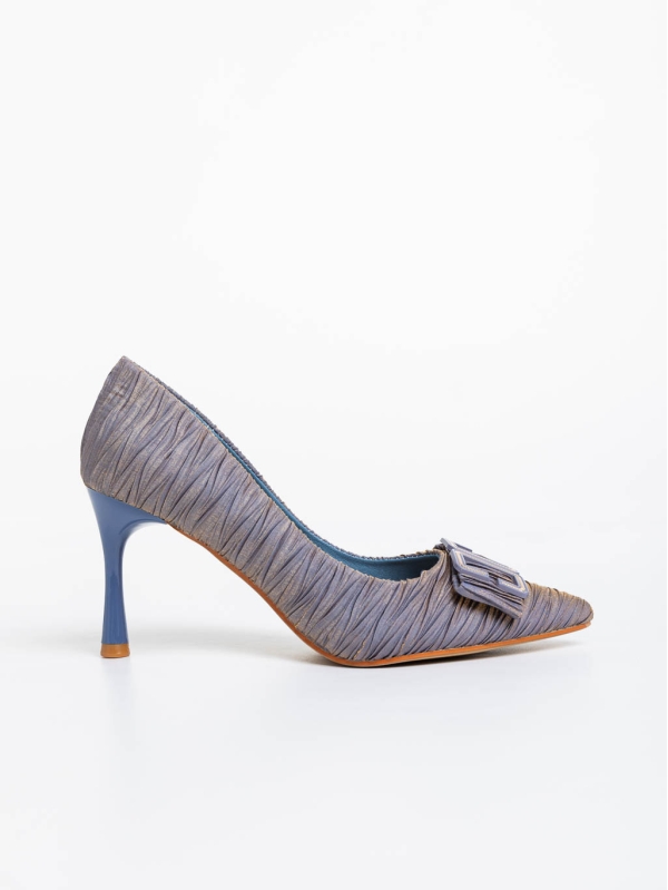 Дамски обувки с  ток сини от текстилен  материал Elsabeth, 7 - Kalapod.bg