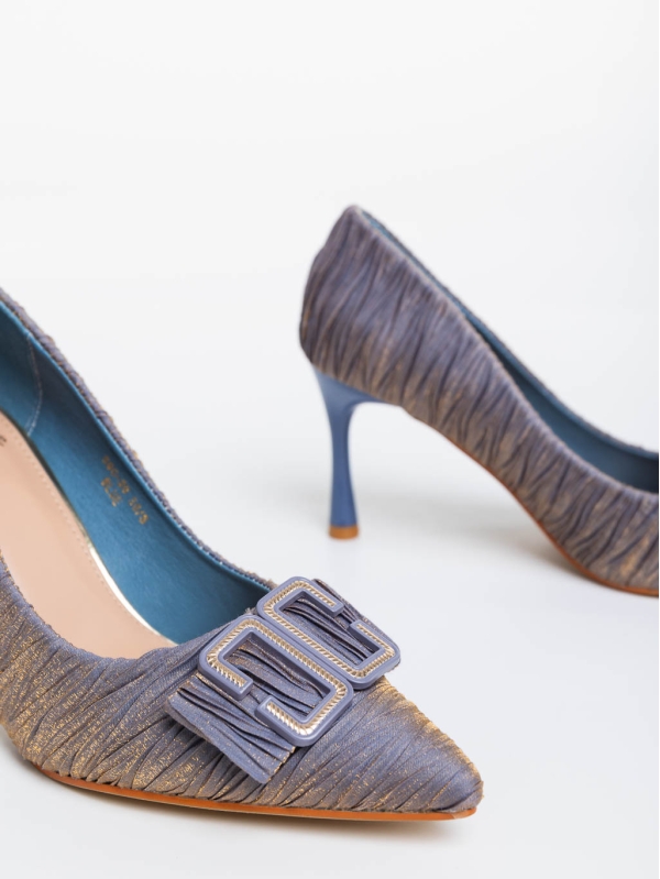 Дамски обувки с  ток сини от текстилен  материал Elsabeth, 8 - Kalapod.bg
