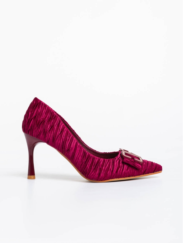 Дамски обувки с ток червени от текстилен  материал Elsabeth, 5 - Kalapod.bg