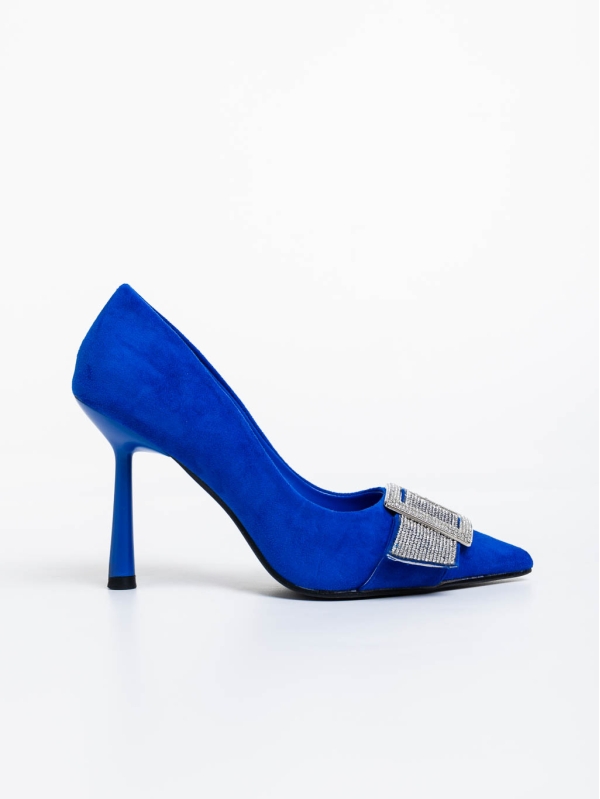 Дамски обувки с ток сини  от текстилен  материал Tiphanie, 5 - Kalapod.bg