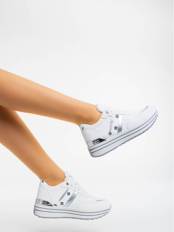 Дамски  спортни обувки бели от текстилен  материал  Loraina, 4 - Kalapod.bg