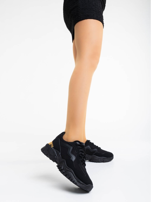 Дамски  спортни обувки черни от текстилен  материал Nimue, 2 - Kalapod.bg