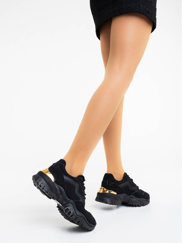 Дамски  спортни обувки черни от текстилен  материал Nimue, 3 - Kalapod.bg