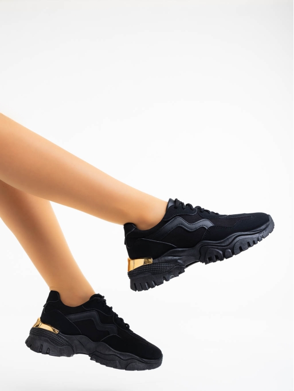 Дамски  спортни обувки черни от текстилен  материал Nimue, 4 - Kalapod.bg