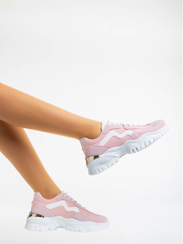 Дамски спортни обувки розови от текстилен  материал Nimue, 3 - Kalapod.bg