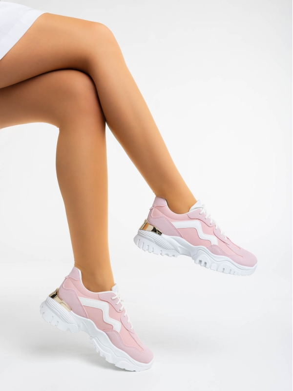 Дамски спортни обувки розови от текстилен  материал Nimue, 4 - Kalapod.bg