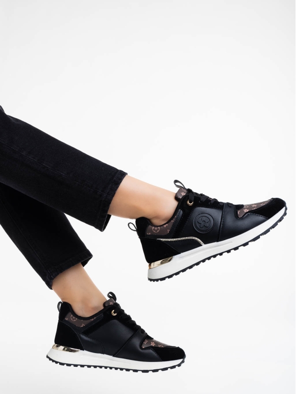 Дамски спортни обувки черни  от екологична кожа Lorilynn, 4 - Kalapod.bg