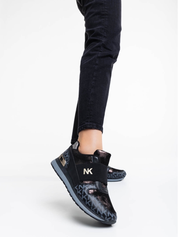 Дамски спортни обувки черни от еко кожа и текстилен материал Napua, 2 - Kalapod.bg