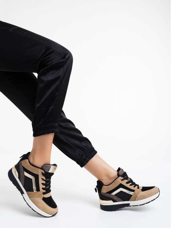 Дамски спортни обувки черно беж  от текстилен материал Jeanay - Kalapod.bg