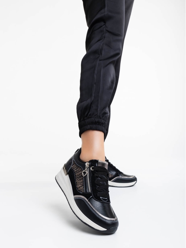 Дамски спортни обувки черни  от екологична кожа Maylin, 2 - Kalapod.bg