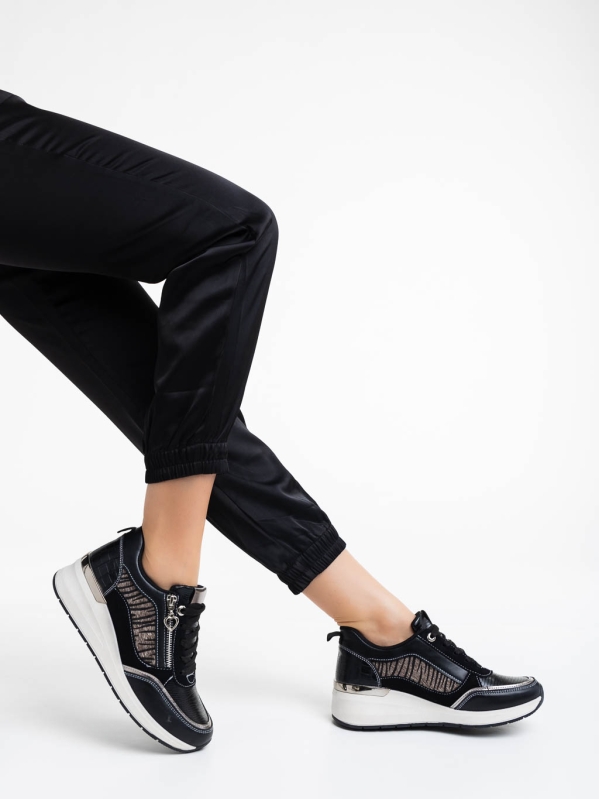 Дамски спортни обувки черни  от екологична кожа Maylin, 4 - Kalapod.bg