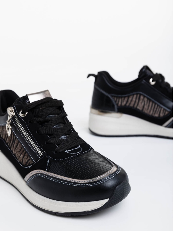 Дамски спортни обувки черни  от екологична кожа Maylin, 6 - Kalapod.bg