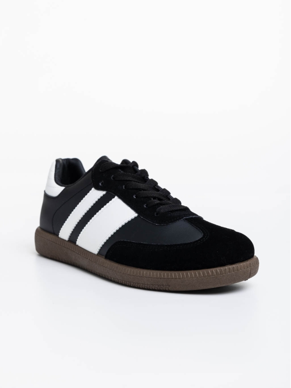 Мъжки спортни обувки черни с бяло от екологична кожа Silvius - Kalapod.bg