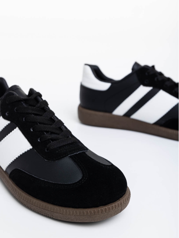 Мъжки спортни обувки черни с бяло от екологична кожа Silvius, 4 - Kalapod.bg
